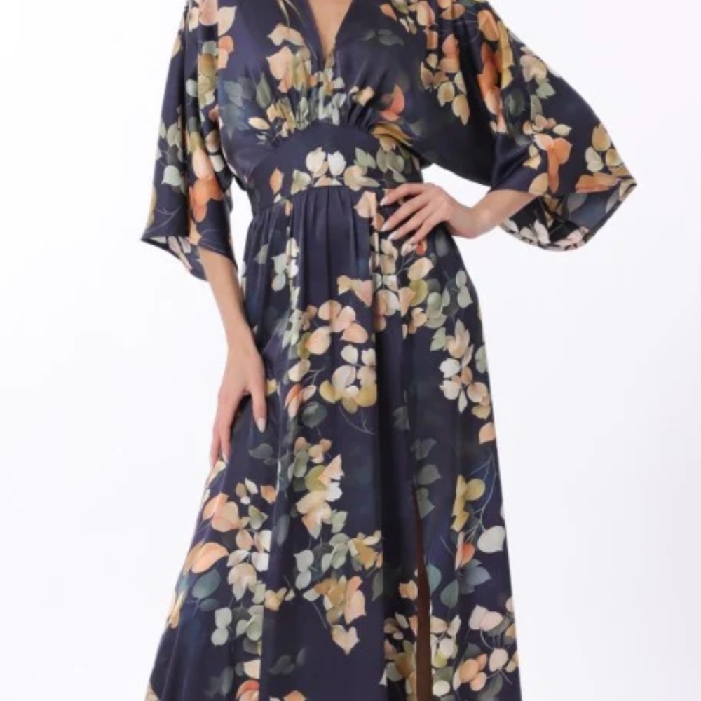 Floral Kimono Sleeve Maxi Dress - Picture 7 of 7